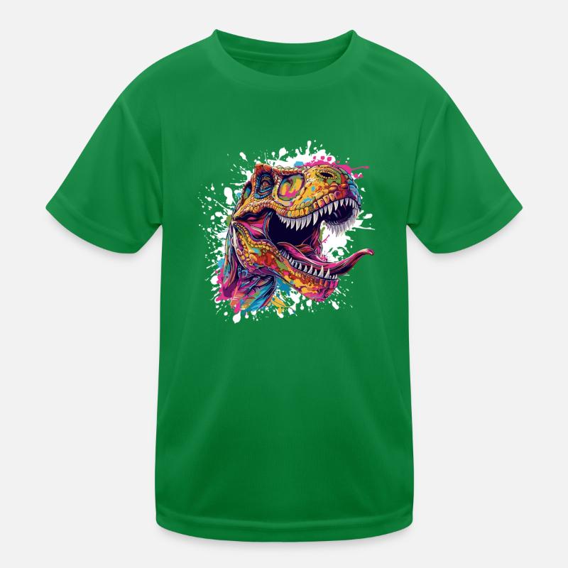 Éclaboussure de tête T-Rex colorée T-shirt sport Enfant
