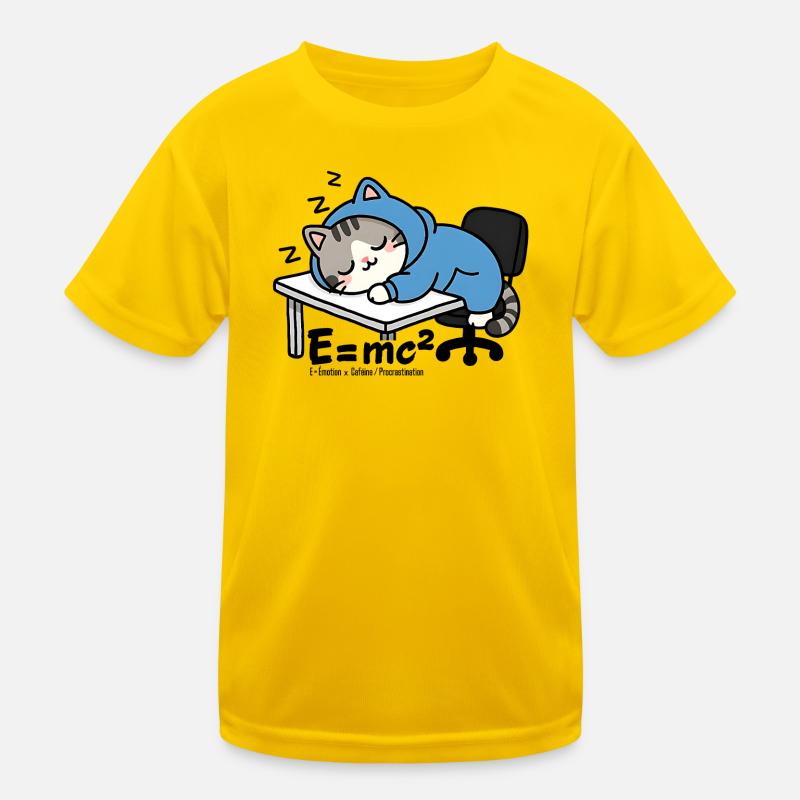 E = mc² - Sleeper Cat in Blue Pyjamas Kids Functional T-Shirt