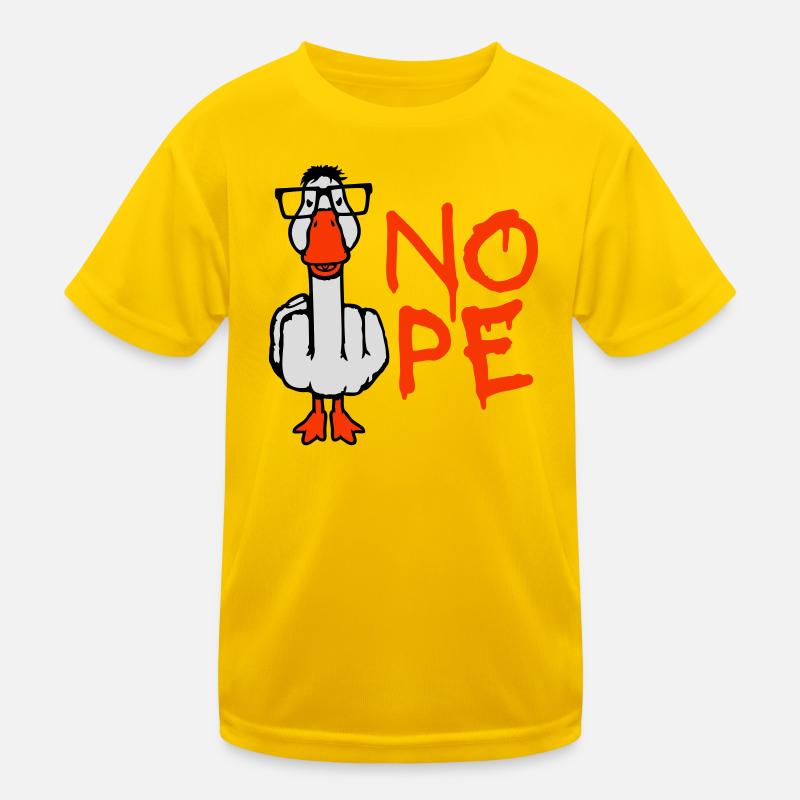 Gans Nope Mittelfinger Nerd Geek Hornbrille Schlau Kinder Funktions-T-Shirt