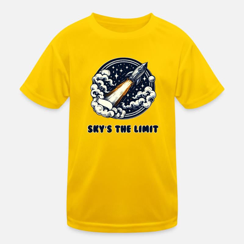 Sky's the Limit Rocket in the Clouds Kids Functional T-Shirt
