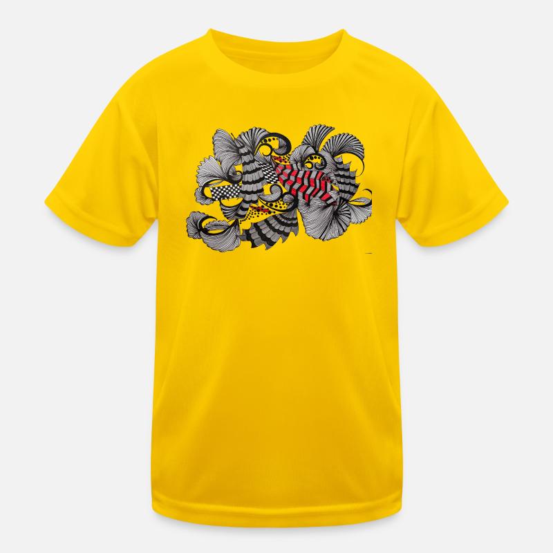 Black White Red Pattern Kids Functional T-Shirt