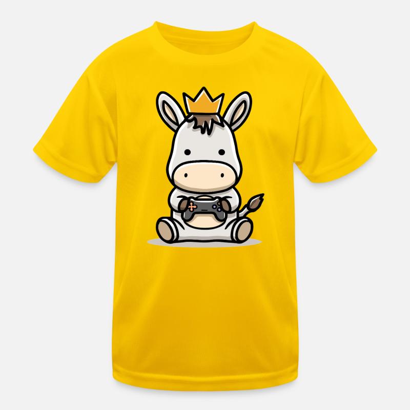 Gamer Esel mit controller Krone Kinder Funktions-T-Shirt