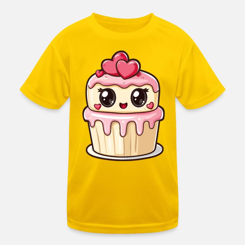 Kawaii Cupcake mit Herzen Kinder Funktions-T-Shirt