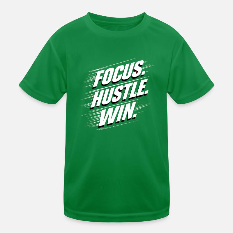 Focus Hustle Win-Grafik Kinder Funktions-T-Shirt