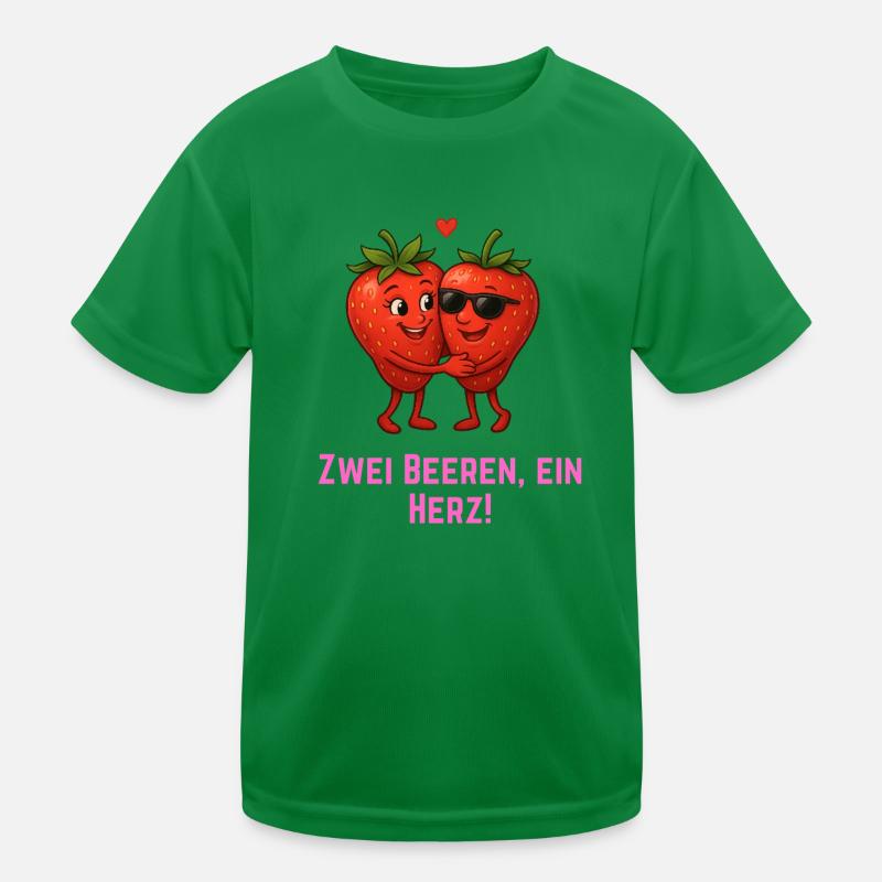 Zwei Beeren ein Herz - Erdbeeren Paar Kinder Funktions-T-Shirt