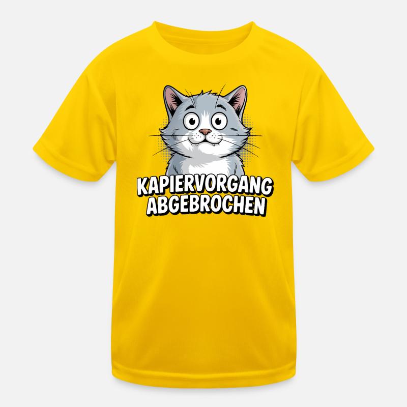 Kapiervorgang abgebrochen – Katze Comic Kinder Funktions-T-Shirt