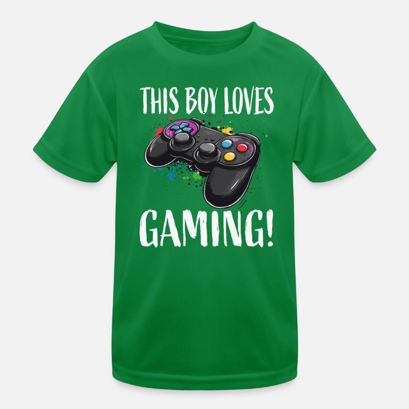 Junge liebt Gaming Controller Kinder Funktions-T-Shirt