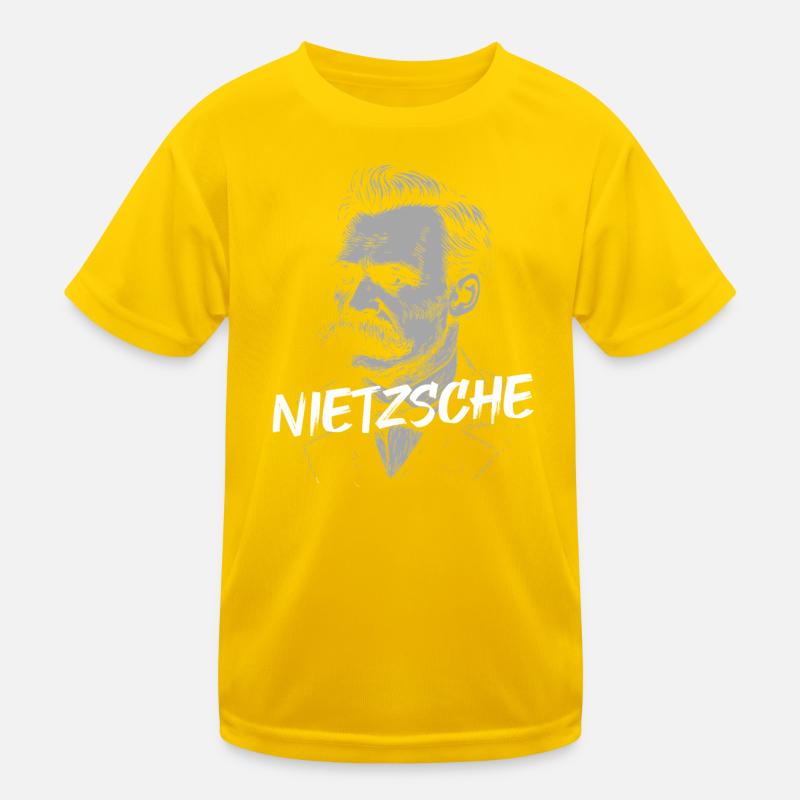Nietzsche Philosopher Portrait with Bold Text Kids Functional T-Shirt