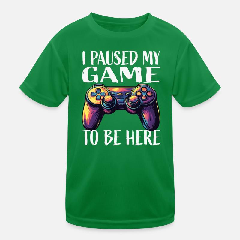 Game Pause Neon Controller Kids Functional T-Shirt