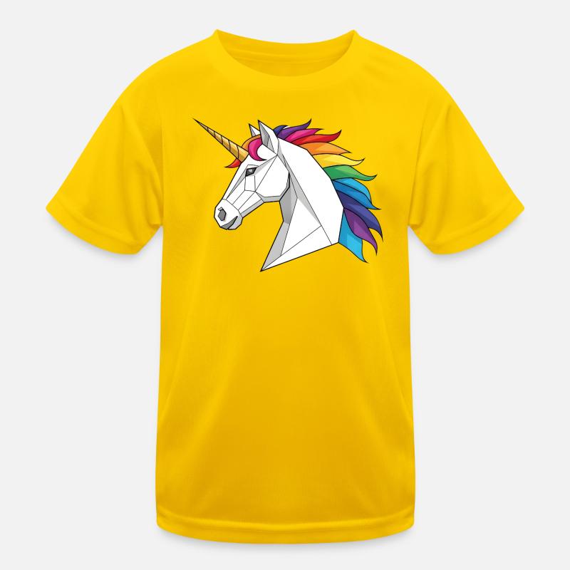 Geometrisches Einhorn mit Regenbogen Kinder Funktions-T-Shirt