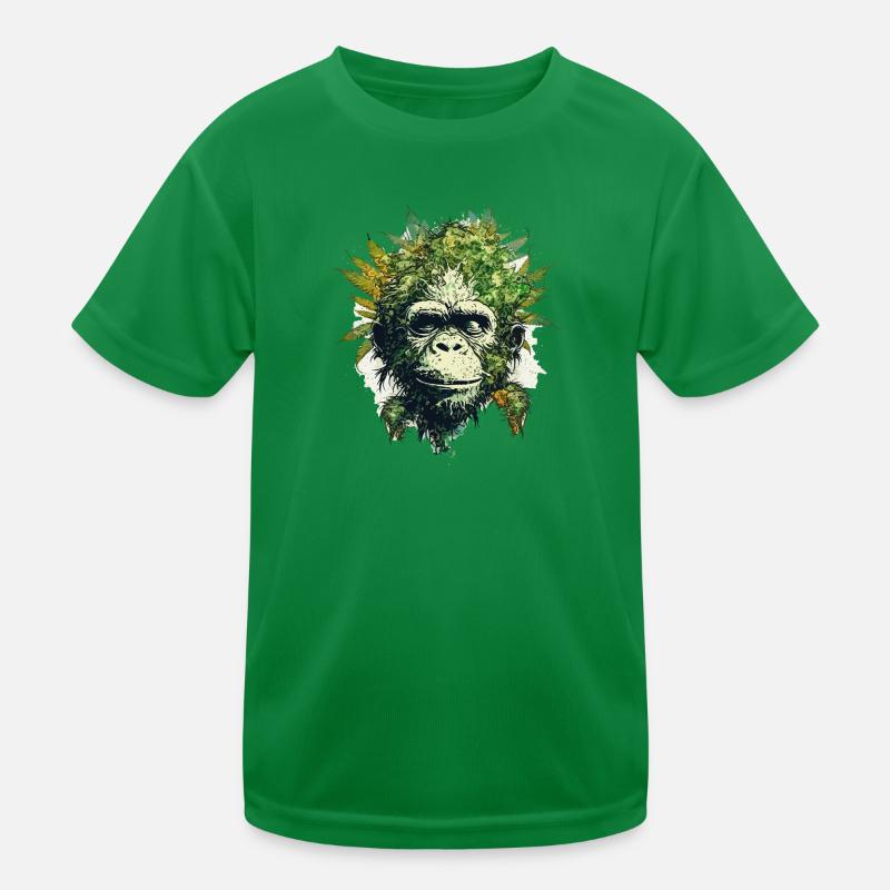 Leaf monkey portrait - natural forest motif Kids Functional T-Shirt