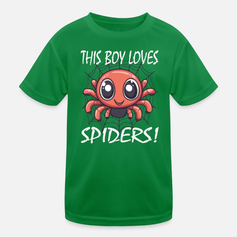 Boy loves spiders – cute spider Kids Functional T-Shirt