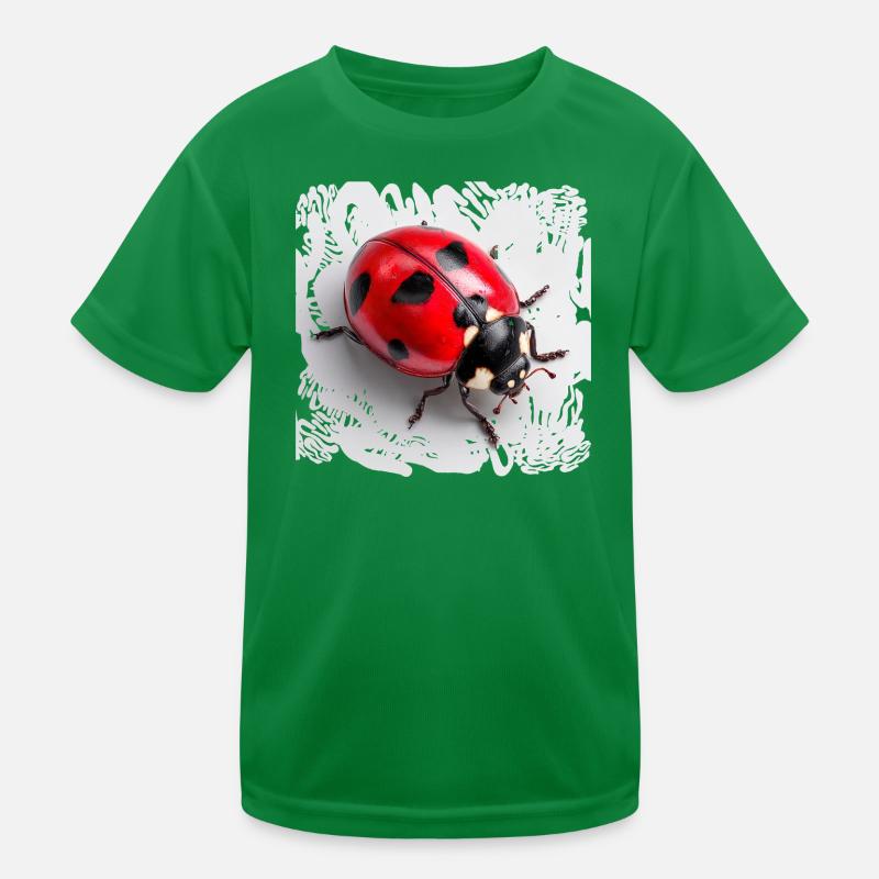 Red Ladybug Pattern Seven-Point Kids Functional T-Shirt