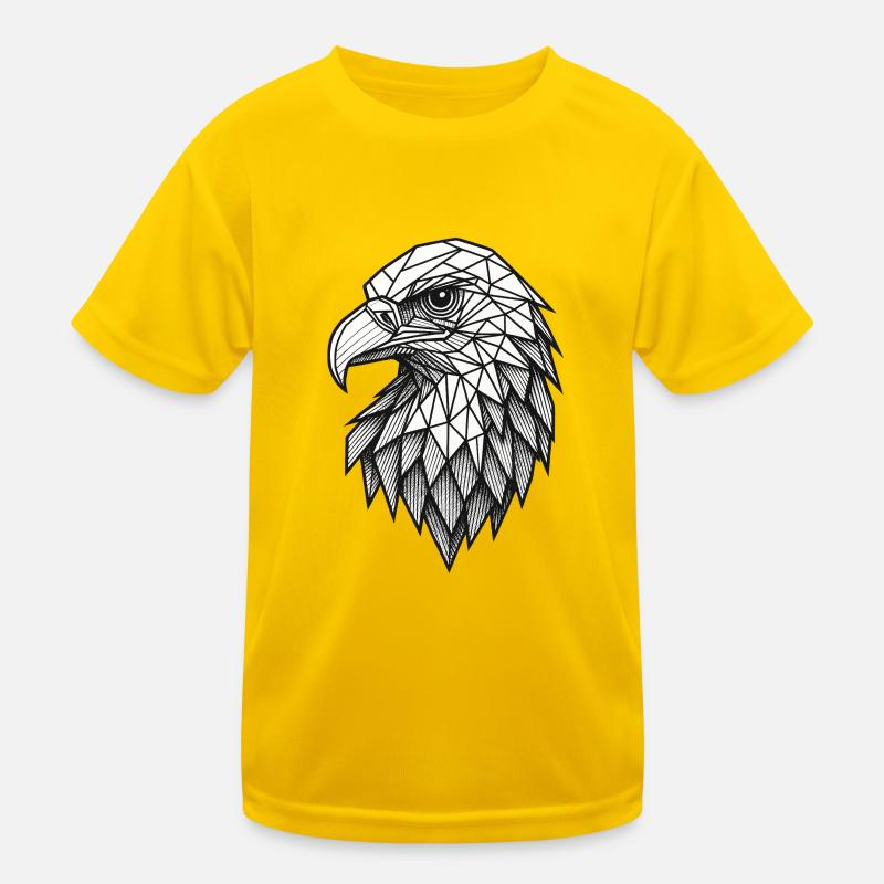 Geometric Eagle Head – Line Art Kids Functional T-Shirt