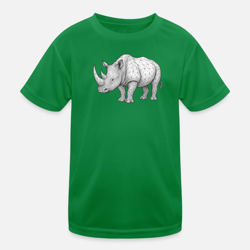 Rhino Wireframe Pattern Kids Functional T-Shirt