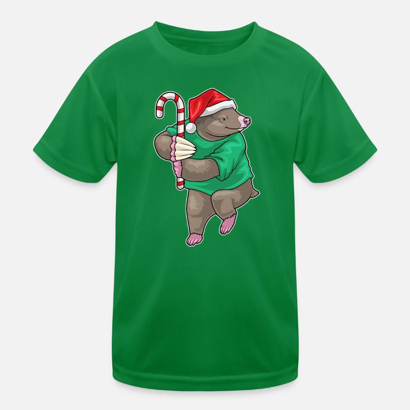 Mole Christmas candy cane Kids Functional T-Shirt