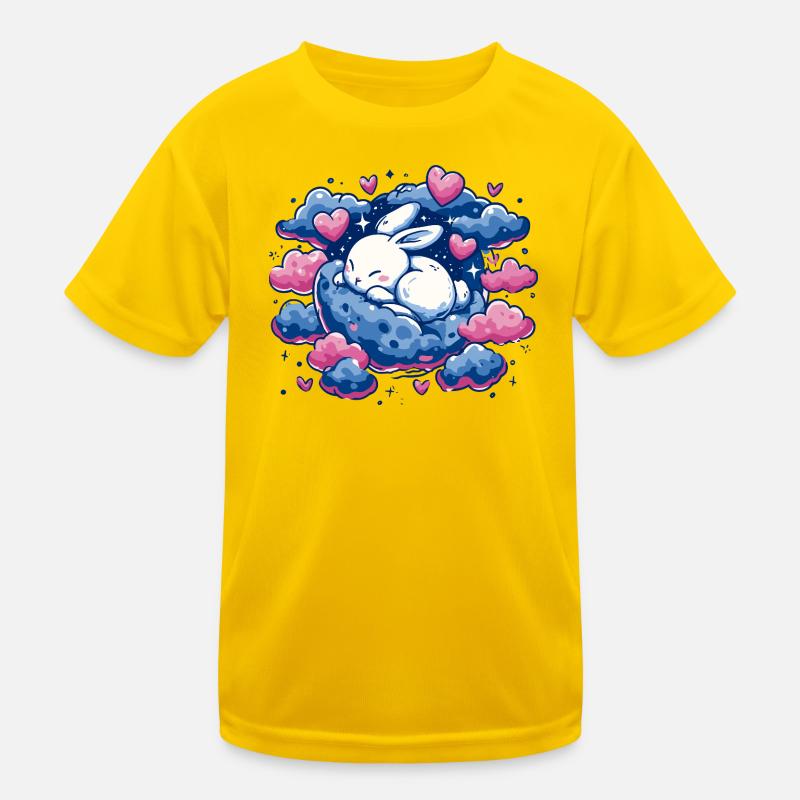 Moondream bunny on cloud heart Kids Functional T-Shirt