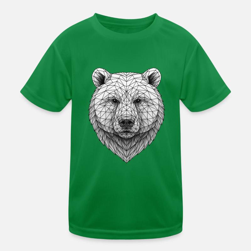 PolygonBär Gesicht Facettenkunst Schwarz Kinder Funktions-T-Shirt