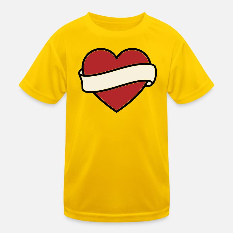Tattoo Heart Banner Scroll Vector Kids Functional T-Shirt