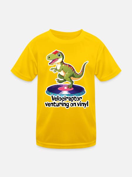 VELOCERAPTOR Wagen auf Vinyl - Kinder Funktions-T-Shirt - Eigelb