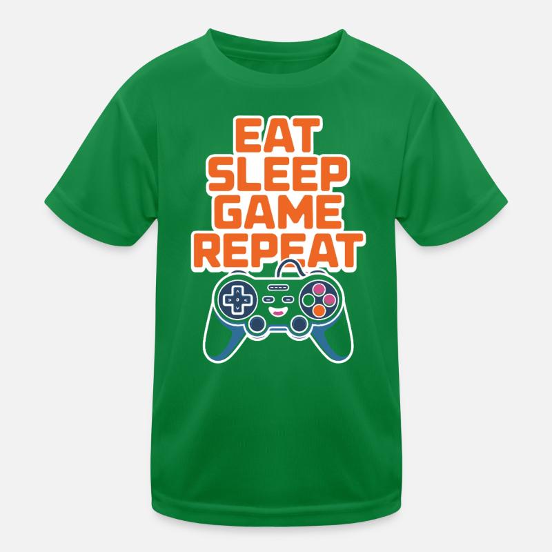 Eat Sleep Game Repeat Kids Functional T-Shirt