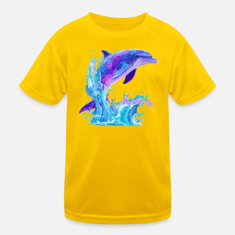 Farbiger Delfin Splash Kinder Funktions-T-Shirt