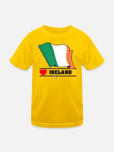 Irland-Flagge mit Herz - Kinder Funktions-T-Shirt - Eigelb