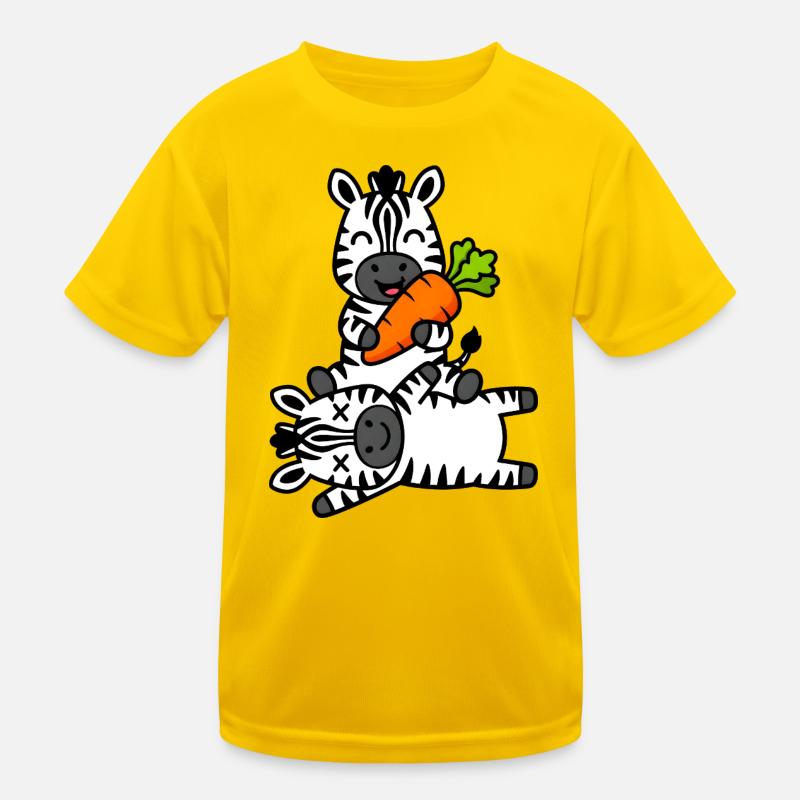 Süße Zebra-Freunde mit Karottenspaß Kinder Funktions-T-Shirt