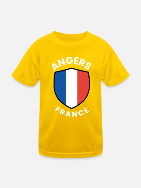 Angers France Shield Emblem - Kids Functional T-Shirt - egg yellow - Front