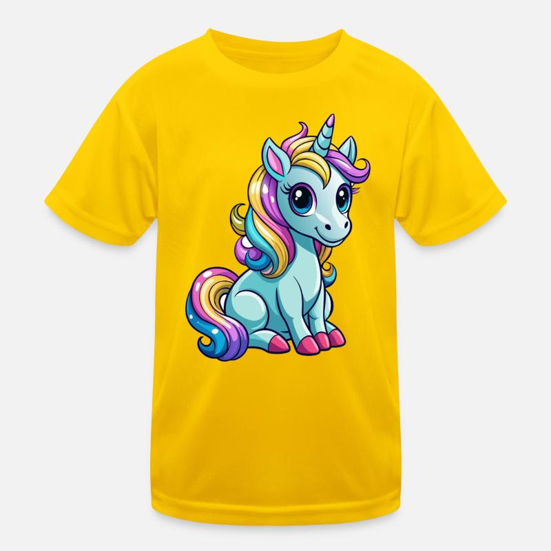 Sitzendes Einhorn Kinder Funktions-T-Shirt
