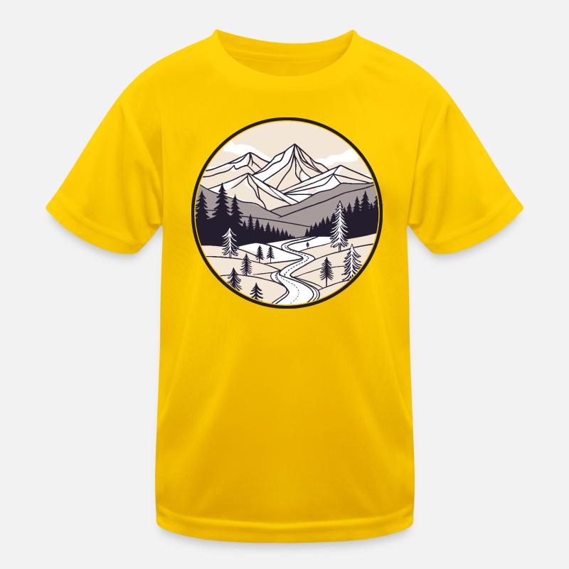 Mountains and Pines Circle Kids Functional T-Shirt