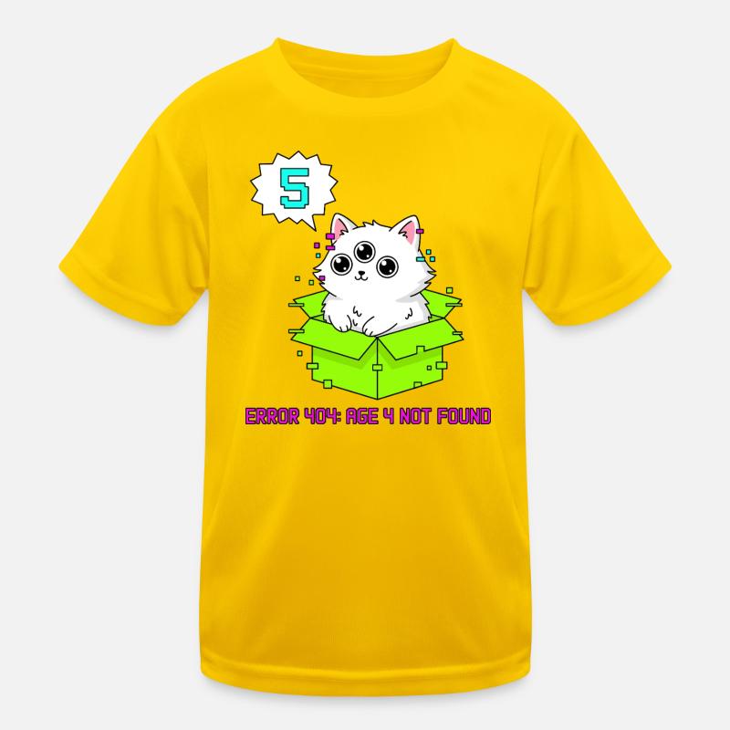 Error 404 Katze 5. Geburtstag Kinder Funktions-T-Shirt