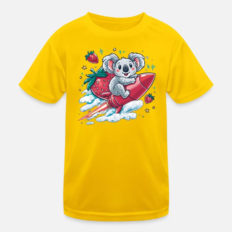 Rocket koala with strawberries Kids Functional T-Shirt