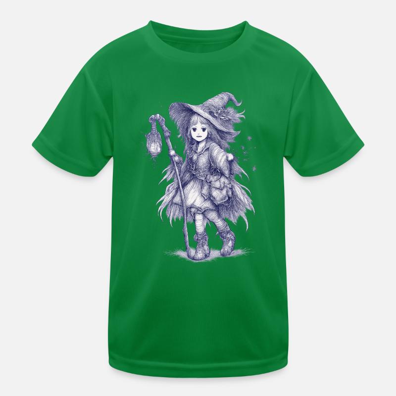 Forest Witch with Lantern Kids Functional T-Shirt