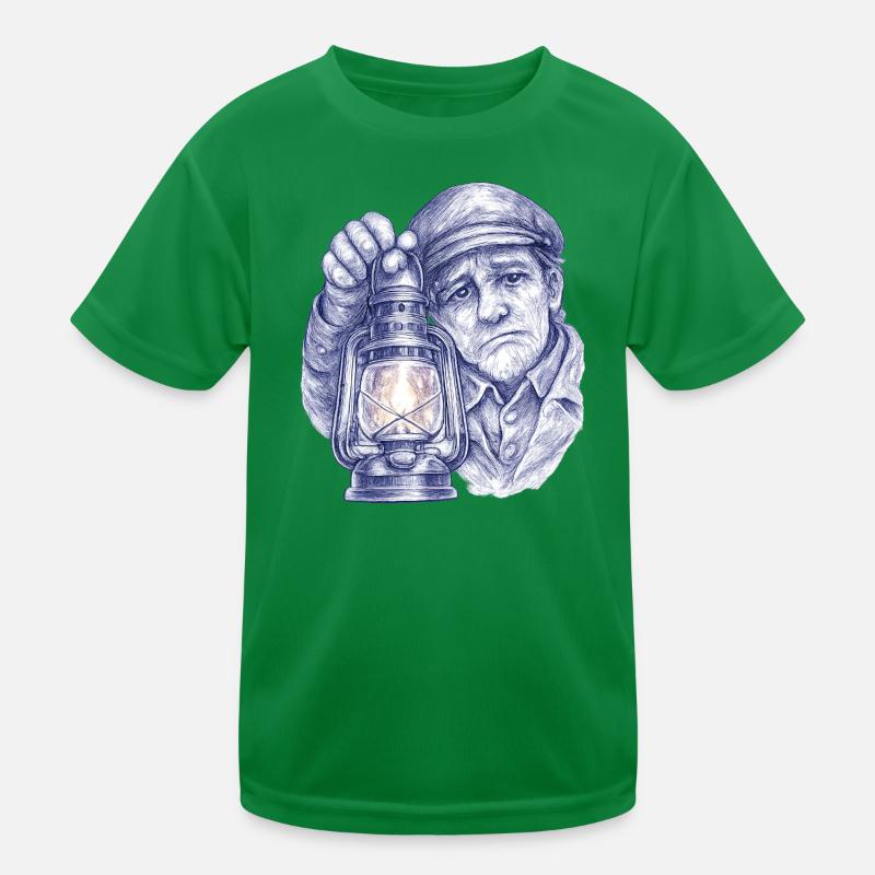 Älterer Mann mit Laterne Kinder Funktions-T-Shirt