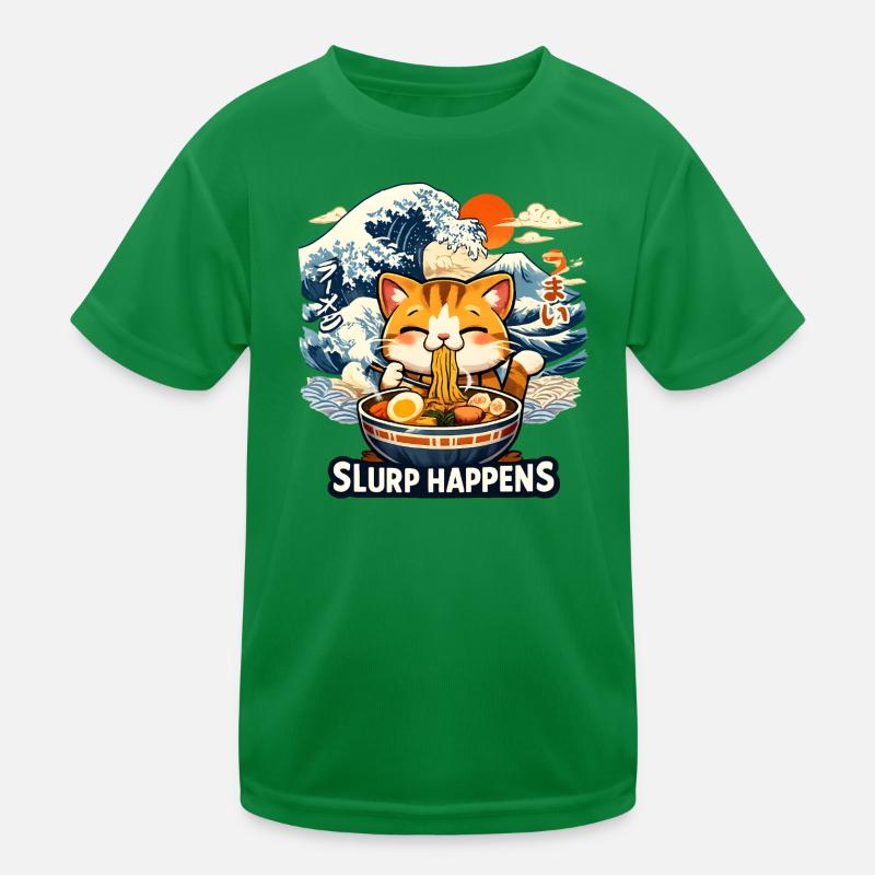 Ramen Neko Great Wave Kinder Funktions-T-Shirt