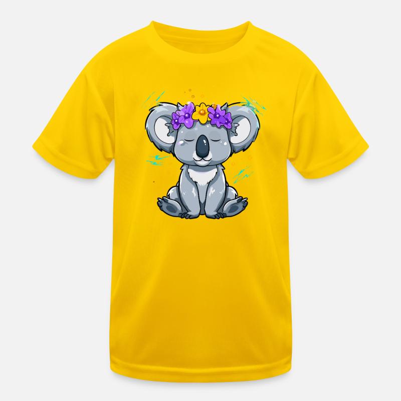 Koala mit Blumenkranz im Zen-Stil Kinder Funktions-T-Shirt