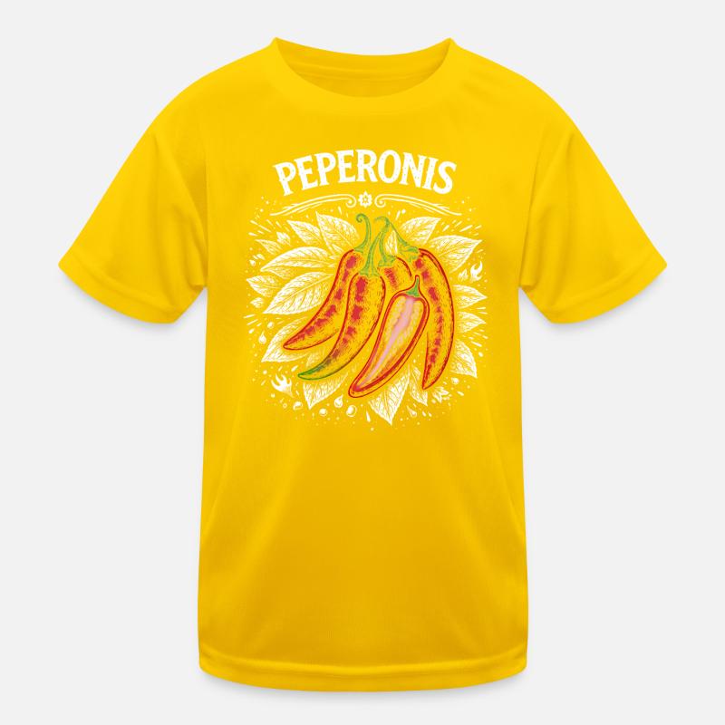 Pepperoni Burning Leaf Design Kids Functional T-Shirt