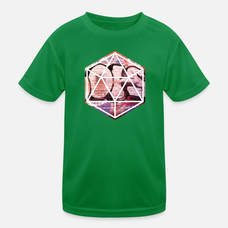 Geometric Graffiti Prism Over Brick Wall Kids Functional T-Shirt