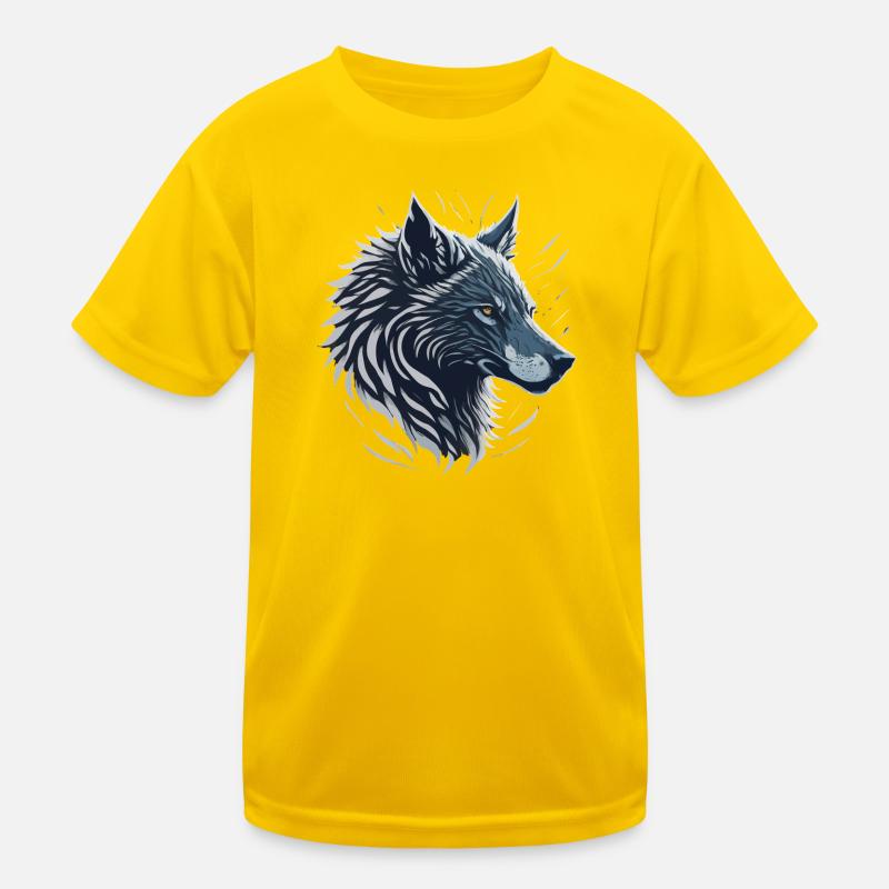 Blue Wolf - Kids Functional T-Shirt - egg yellow