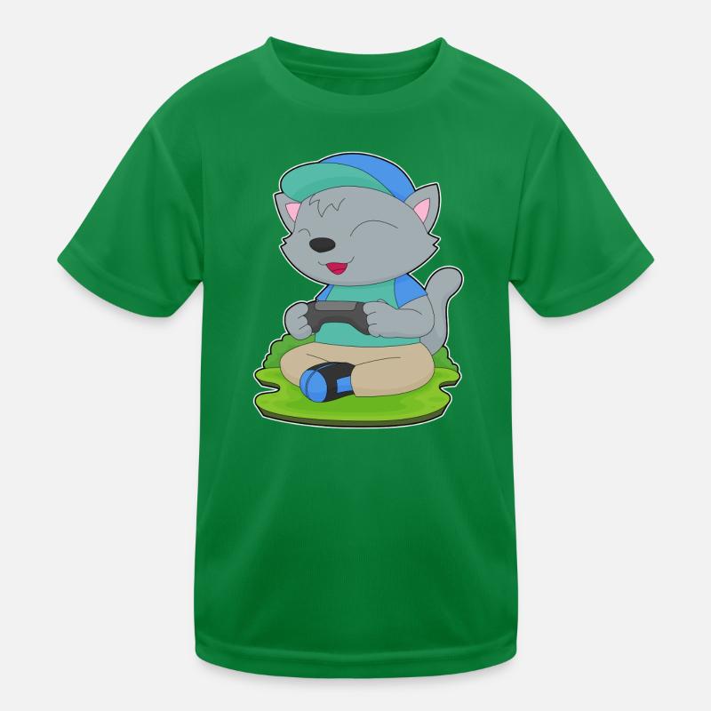 Katze Gamer Controller Kinder Funktions-T-Shirt