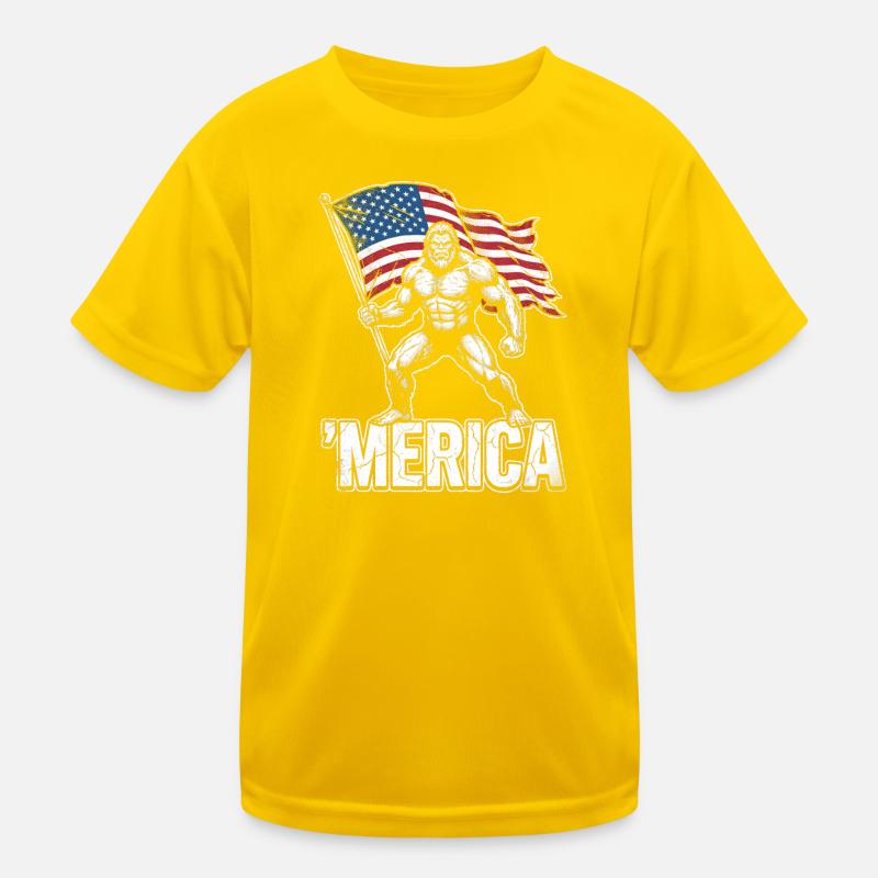 Amerika Bigfoot Lustiger Bigfoot zum 4. Juli Ameri Kinder Funktions-T-Shirt