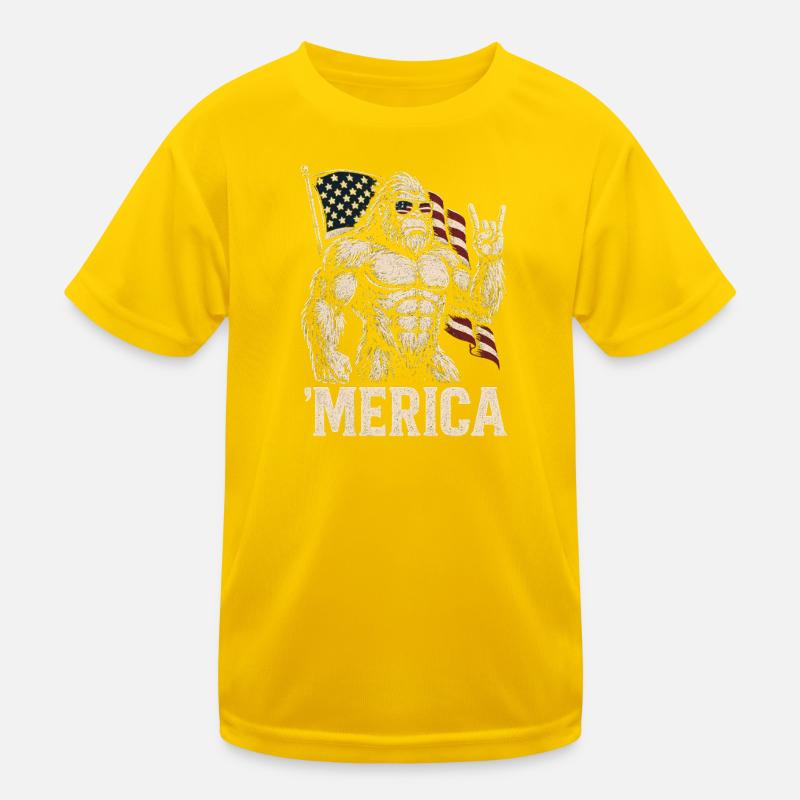 Amerika Bigfoot Lustiger Bigfoot zum 4. Juli Ameri Kinder Funktions-T-Shirt