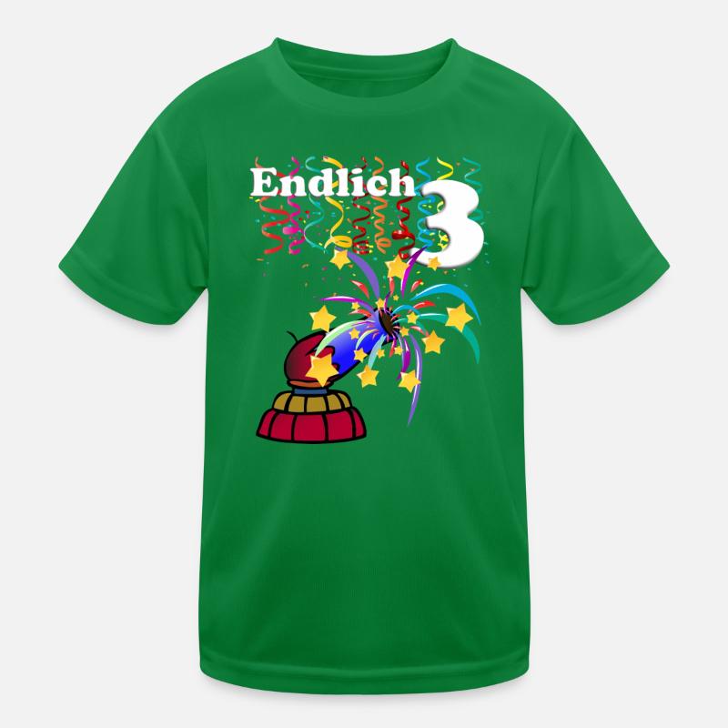 Endlich 3 - 3. Geburtstag mit Konfetti Kinder Funktions-T-Shirt