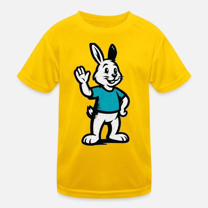 Winkernder Hase im Blau Kinder Funktions-T-Shirt