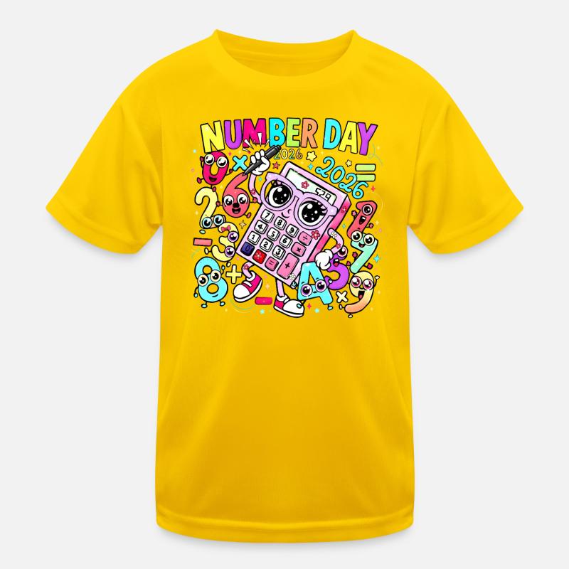 Number Day 2026 Kaleido Calculator Kids Functional T-Shirt