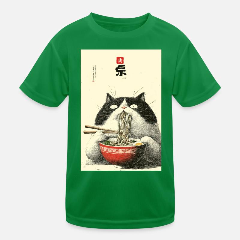 Noodle Cat Feast Kids Functional T-Shirt