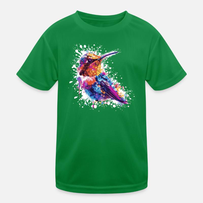 Bunter Kolibri Aquarell Spritzer Kinder Funktions-T-Shirt