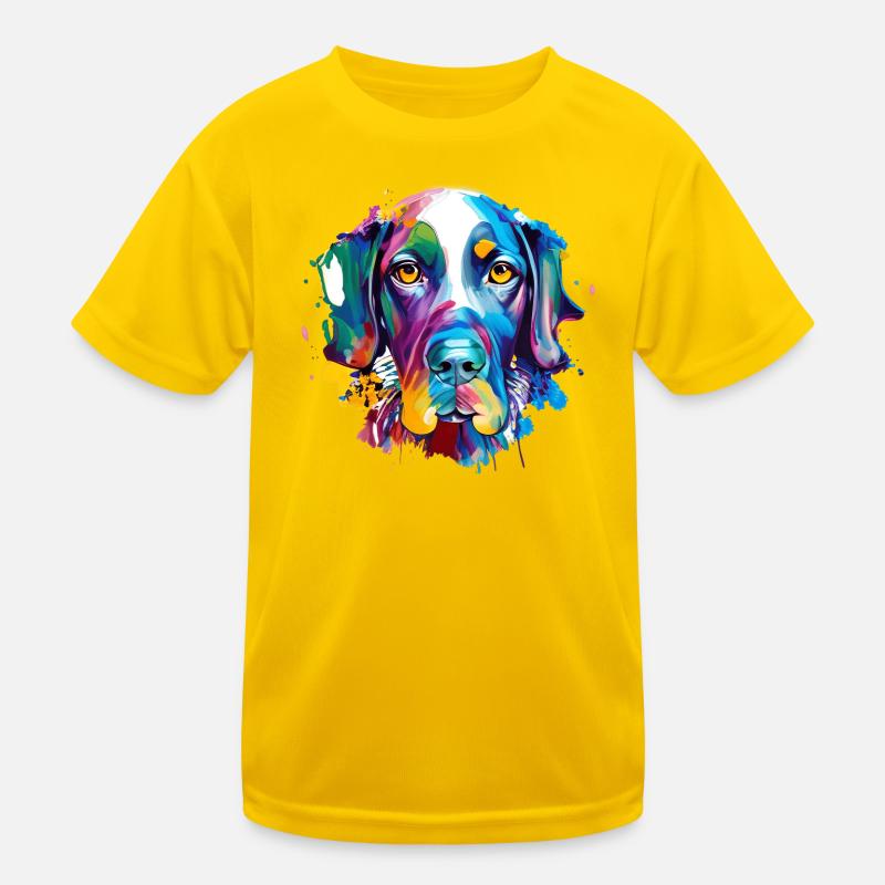Deutscher Kurzhaar-Pointer GSP Farbenfrohe Hundekunst - Kinder Funktions-T-Shirt - Eigelb