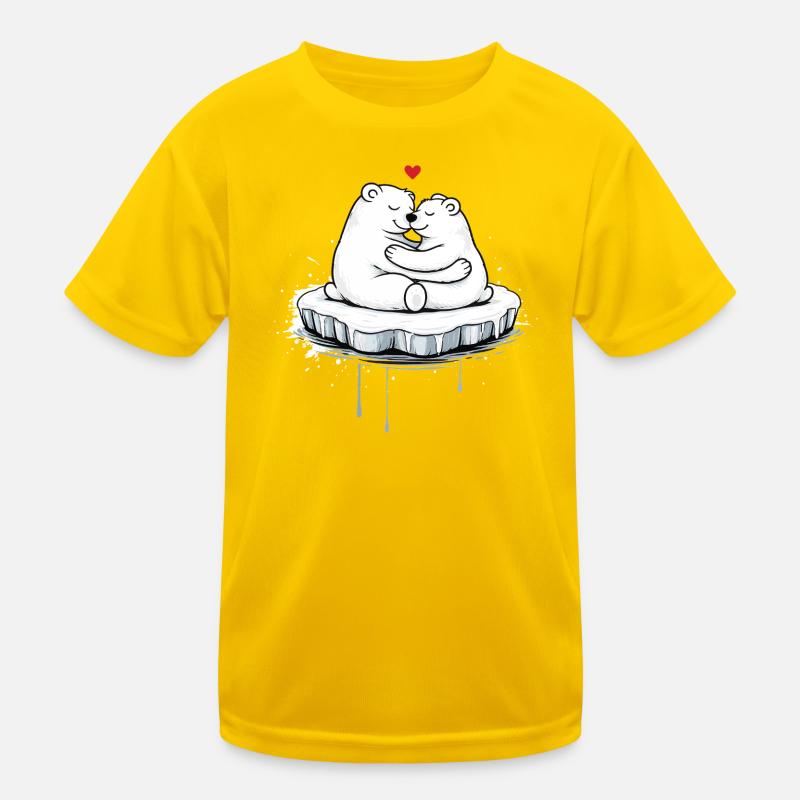 Zwei kuschelnde Eisbären auf Eisscholle  Kinder Funktions-T-Shirt